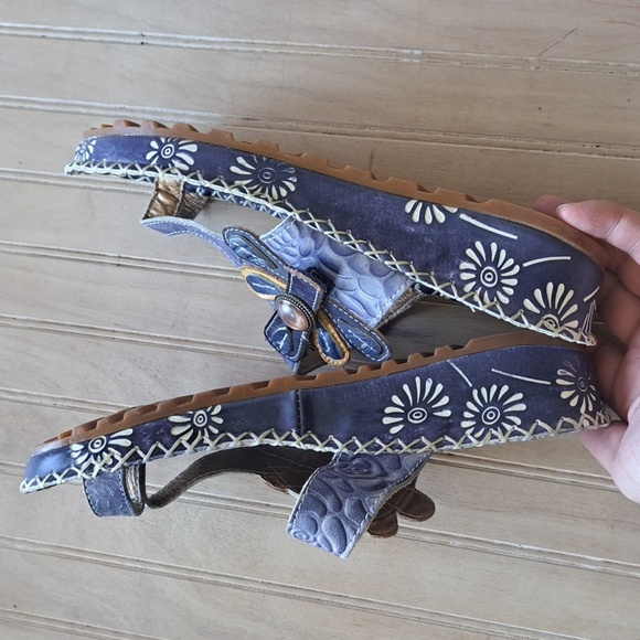 Spring Step Florentina Floral Leather Adjustable Strap Comfort Wedge Sandal - Picture 13 of 15